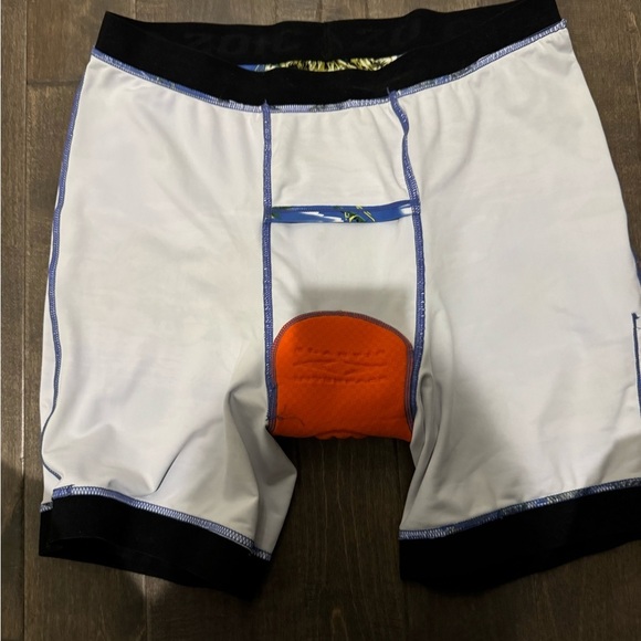 ZOIC 3XL Padded Cycling Liner Shorts Blue Tropical Print Mountain Bike - Picture 5 of 7